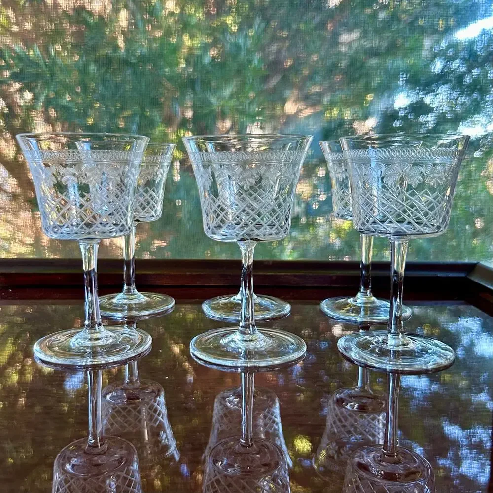 Vintage Pall Mall Lady Hamilton Crystal Liqueur Glasses Set of 6